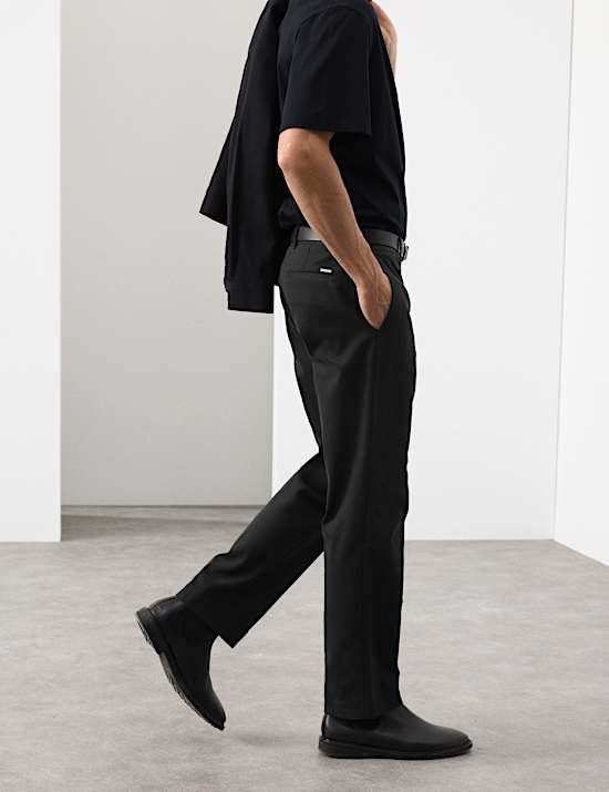 Straight Fit Bedford Cord Smart Trousers