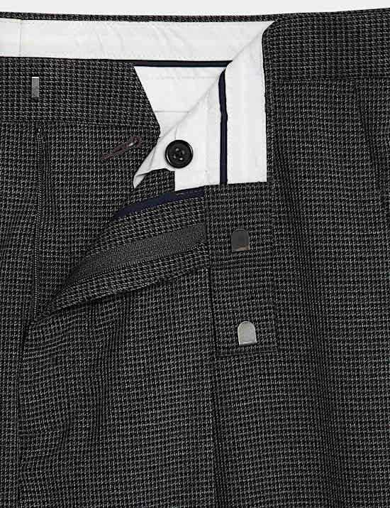 Textured Checked Stretch Trousers