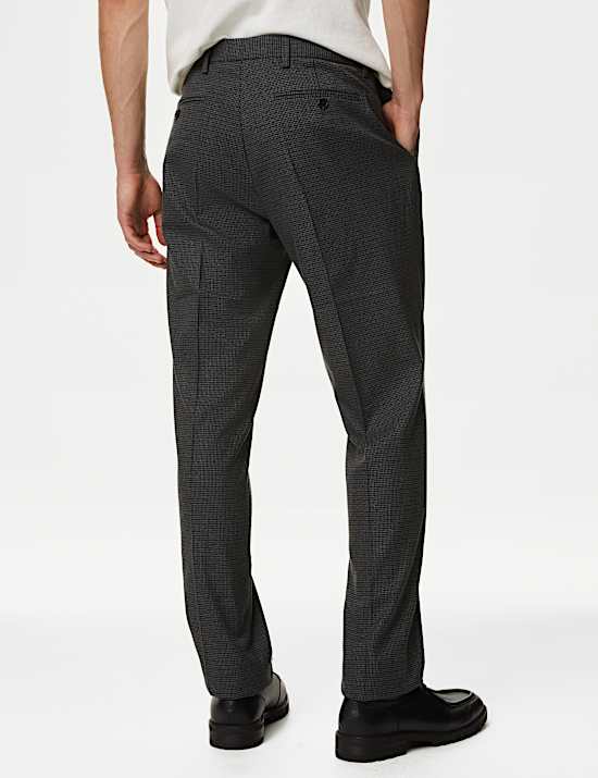 Textured Checked Stretch Trousers