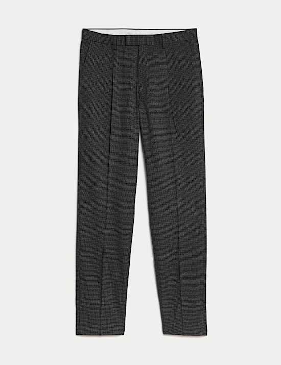 Textured Checked Stretch Trousers