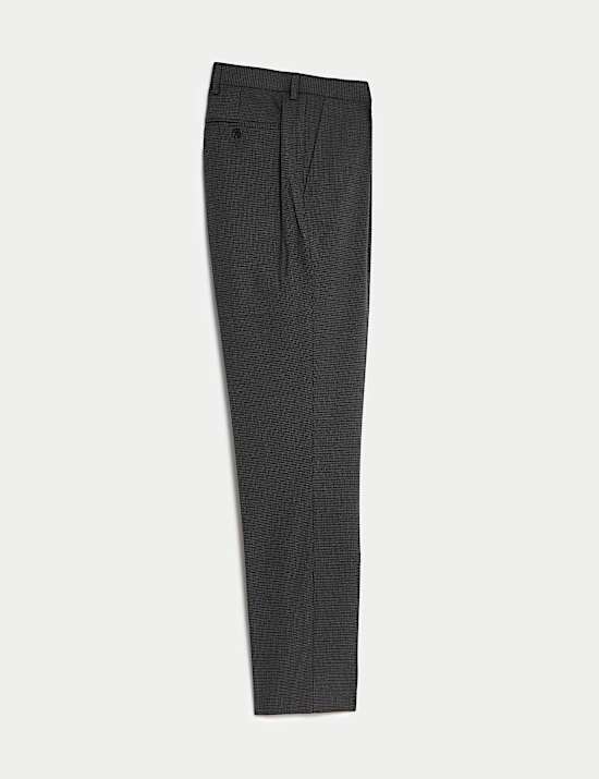 Textured Checked Stretch Trousers