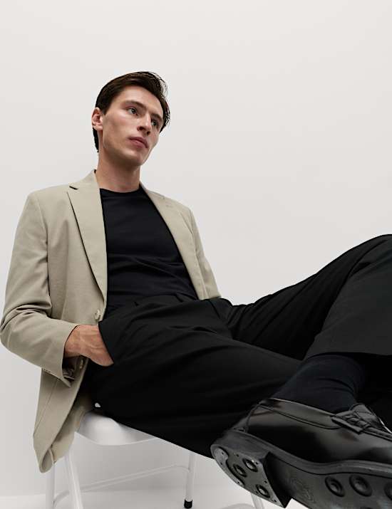 Tailored Fit Cotton Rich Peached Stretch Blazer