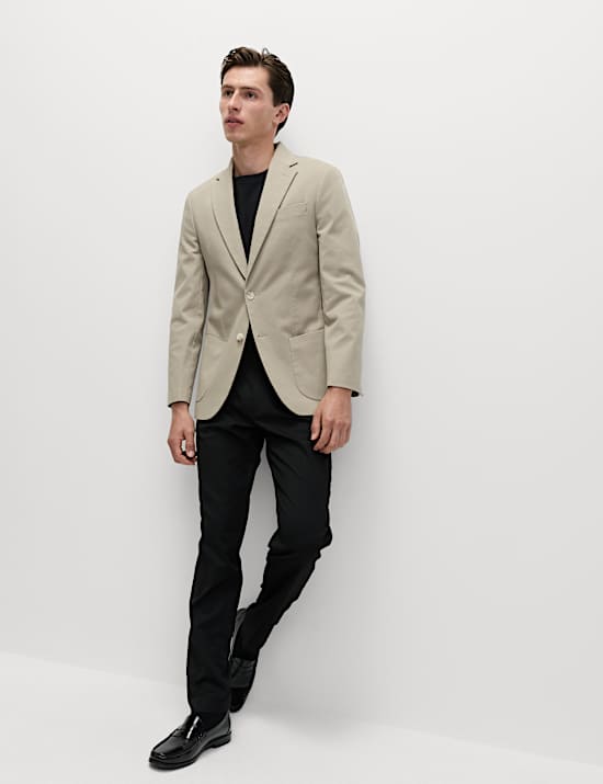 Tailored Fit Cotton Rich Peached Stretch Blazer