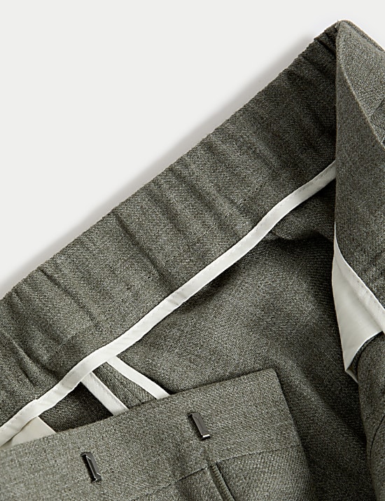 Linen Rich Single Pleat Elasticated Trousers