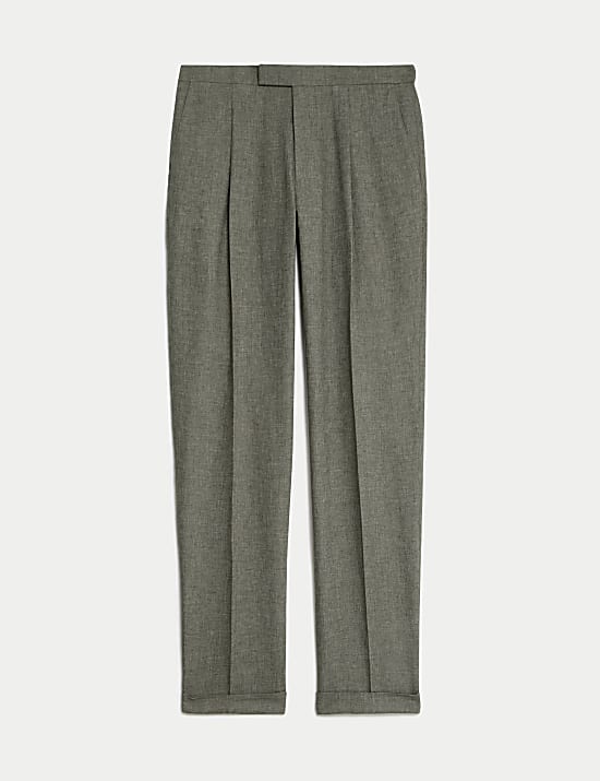 Linen Rich Single Pleat Elasticated Trousers
