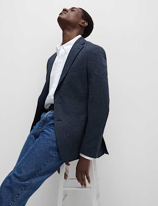 Tailored Fit Cotton Rich Puppytooth Blazer