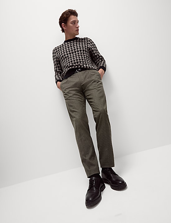 Tailored Fit Warm Handle Puppytooth Trousers