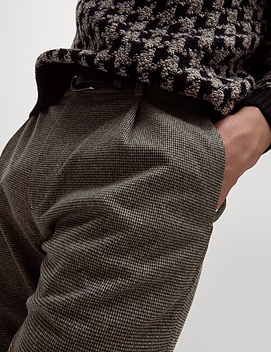 Tailored Fit Warm Handle Puppytooth Trousers