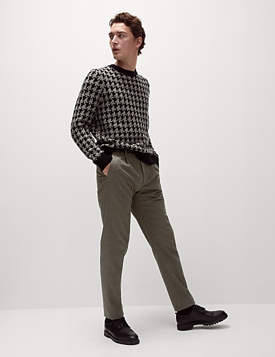 Tailored Fit Warm Handle Puppytooth Trousers