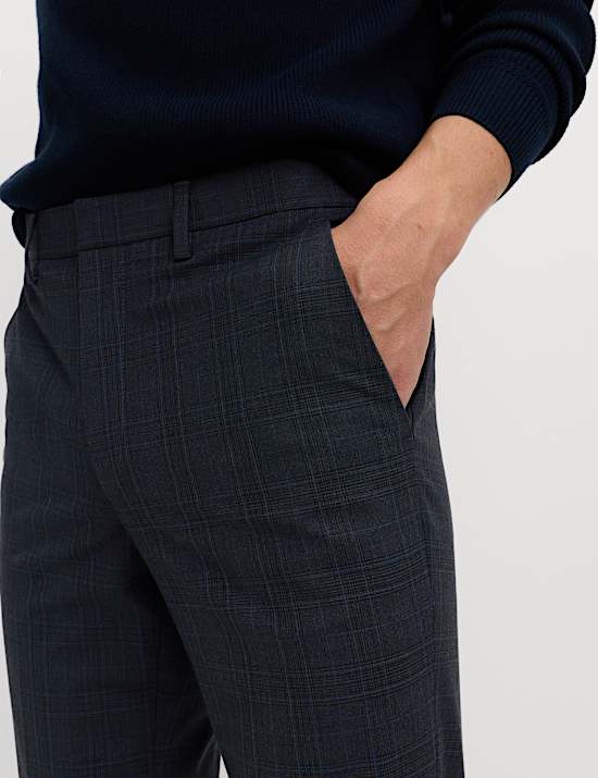 Tailored Fit Check Suit Trousers