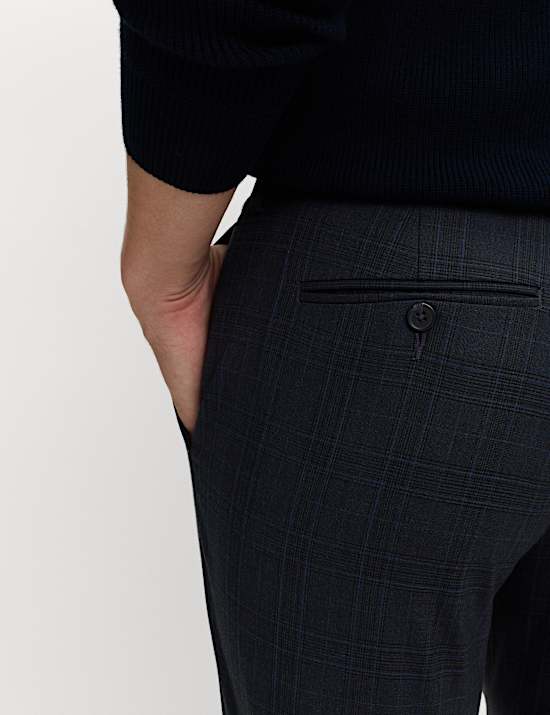 Tailored Fit Check Suit Trousers