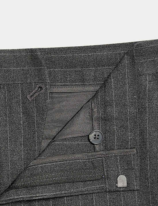 Relaxed Fit Pinstripe Flat Front Trousers