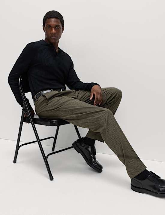 Tailored Fit Warm Handle Puppytooth Trousers