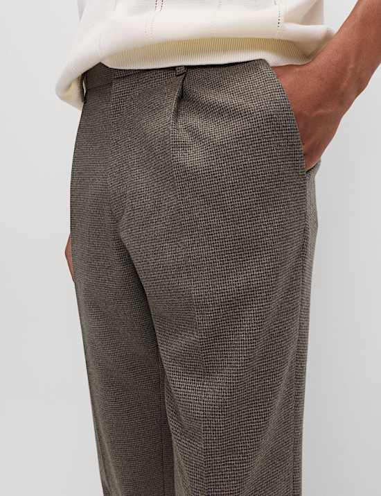 Tailored Fit Warm Handle Puppytooth Trousers