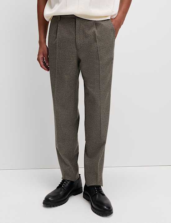 Tailored Fit Warm Handle Puppytooth Trousers