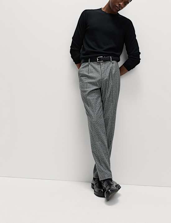 Tailored Fit Warm Handle Puppytooth Trousers