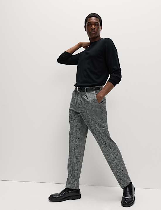 Tailored Fit Warm Handle Puppytooth Trousers