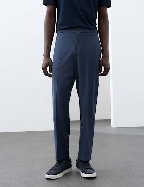 Relaxed Fit Wool Blend Stretch Trousers