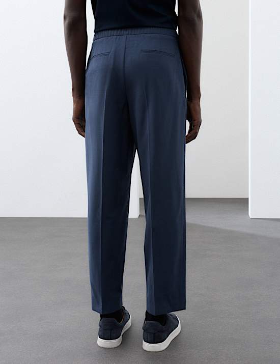 Relaxed Fit Wool Blend Stretch Trousers