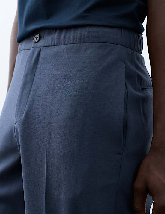 Relaxed Fit Wool Blend Stretch Trousers
