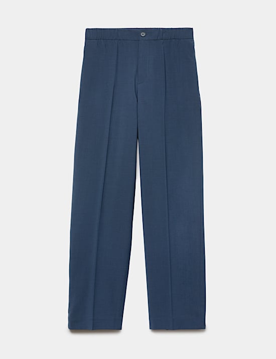 Relaxed Fit Wool Blend Stretch Trousers