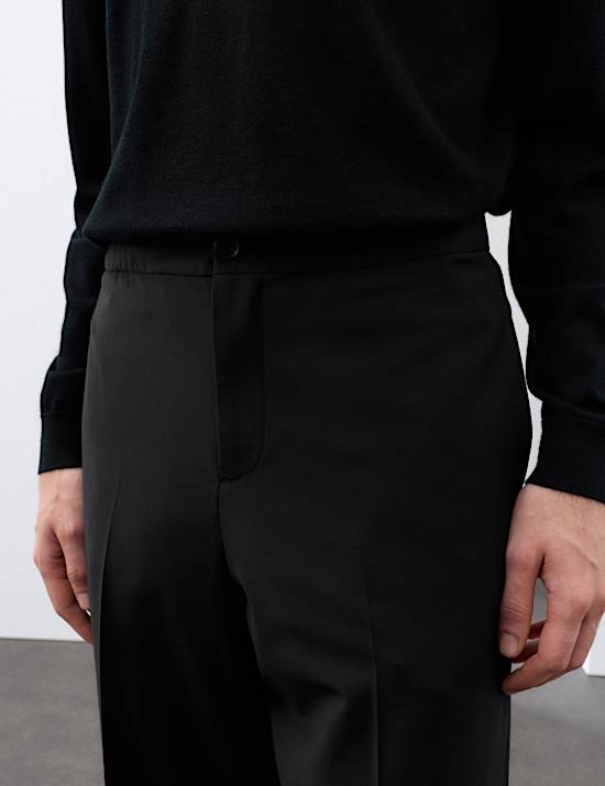 Relaxed Fit Wool Blend Stretch Trousers