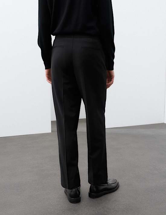 Relaxed Fit Wool Blend Stretch Trousers