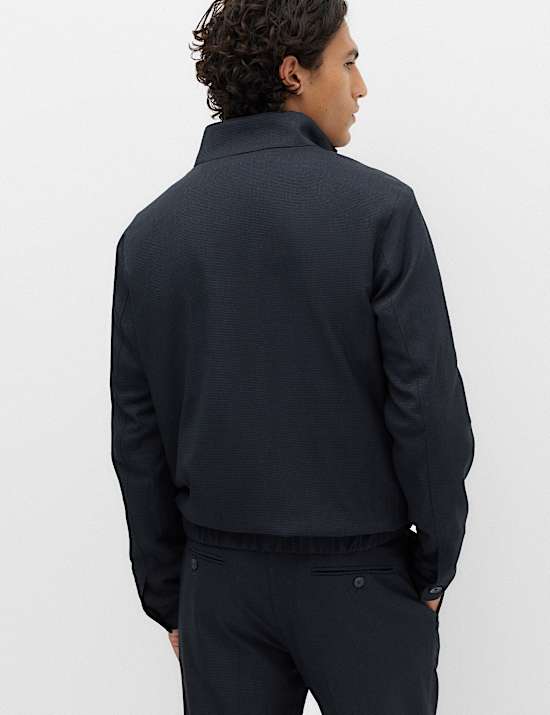Regular Fit Pindot Funnel Neck Suit Jacket