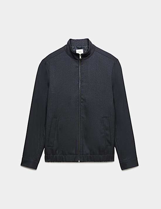 Regular Fit Pindot Funnel Neck Suit Jacket