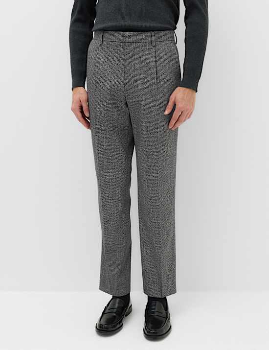 Tailored Fit Puppytooth Stretch Trousers