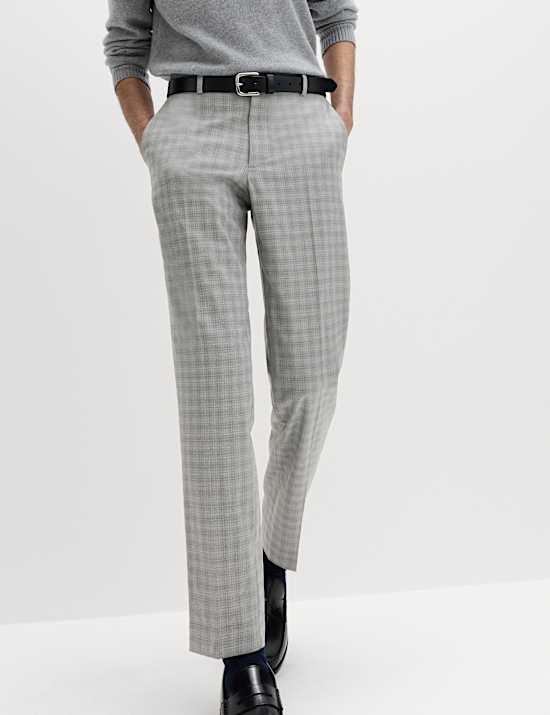 Tailored Fit Checked Trousers