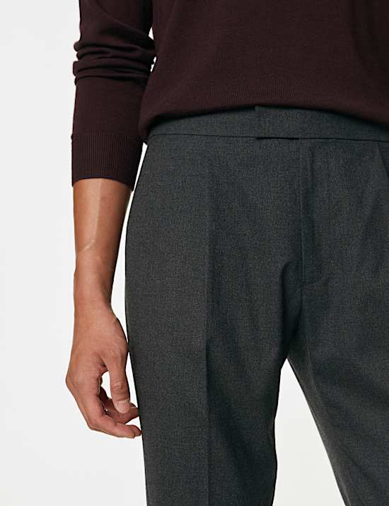 Single Pleat Brushed Stretch Trouser