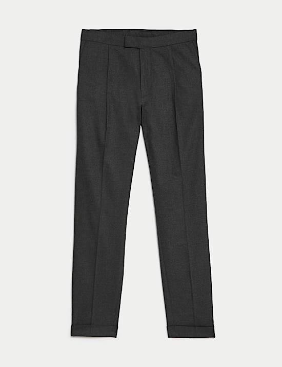 Single Pleat Brushed Stretch Trouser