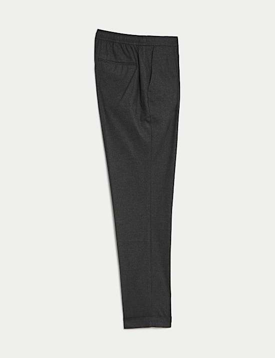 Single Pleat Brushed Stretch Trouser