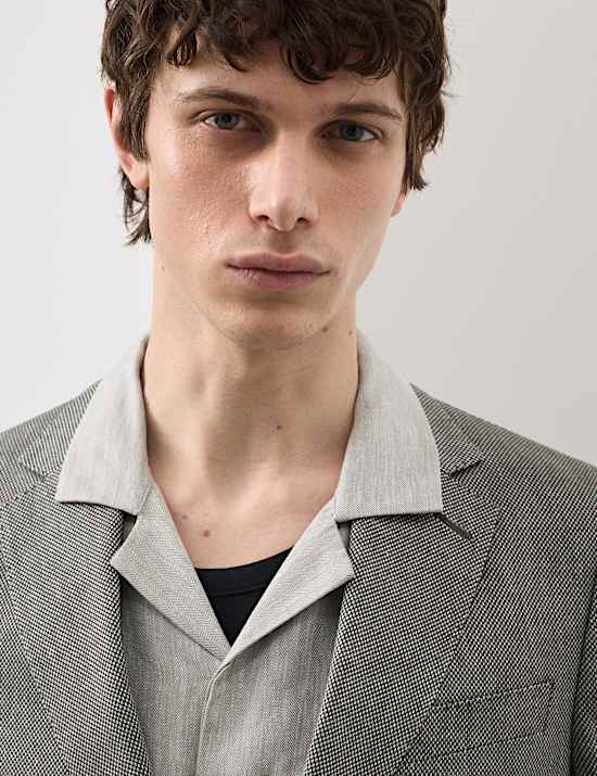 Linen Blend Textured Blazer