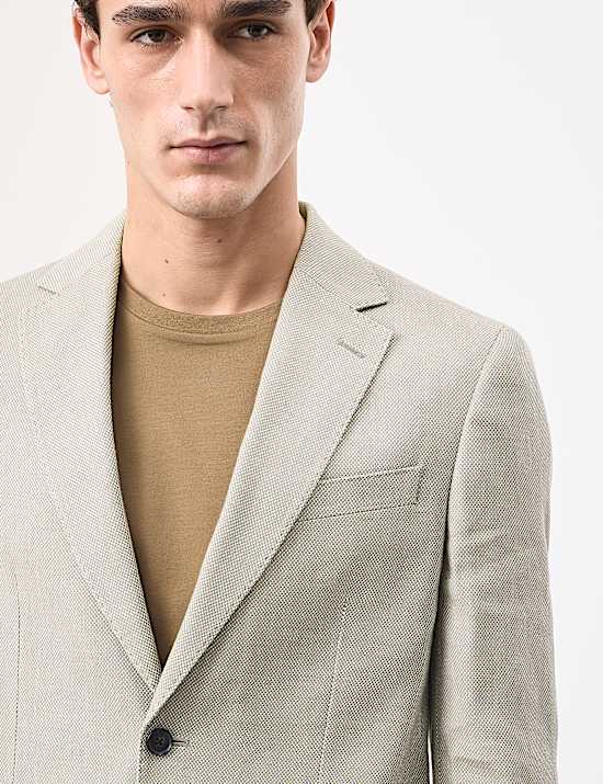 Linen Blend Textured Blazer
