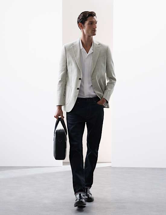 Tailored Fit Italian Linen Blend Twill Blazer