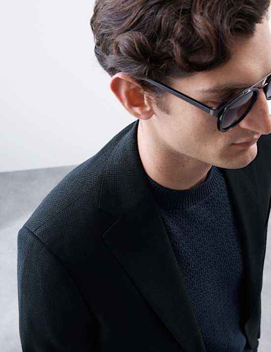 Linen Blend Check Blazer