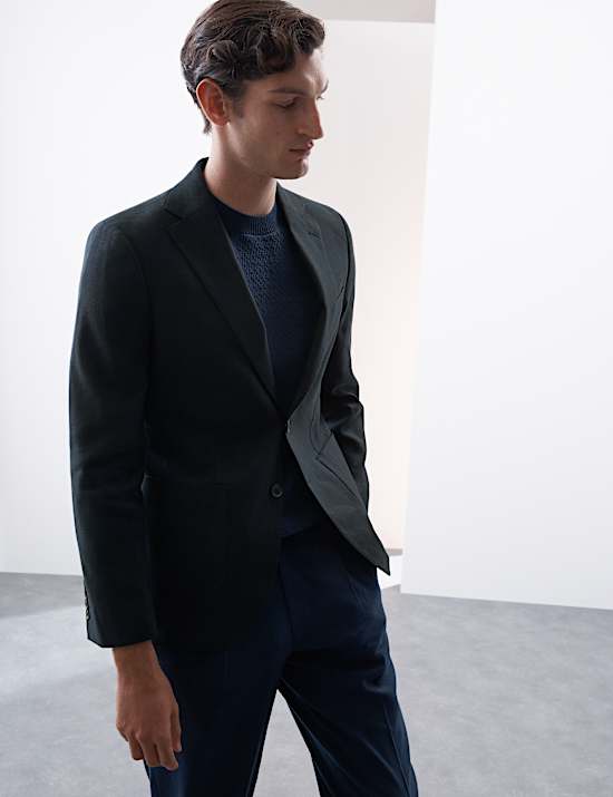 Linen Blend Check Blazer