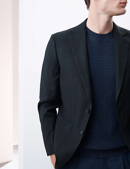 Linen Blend Check Blazer