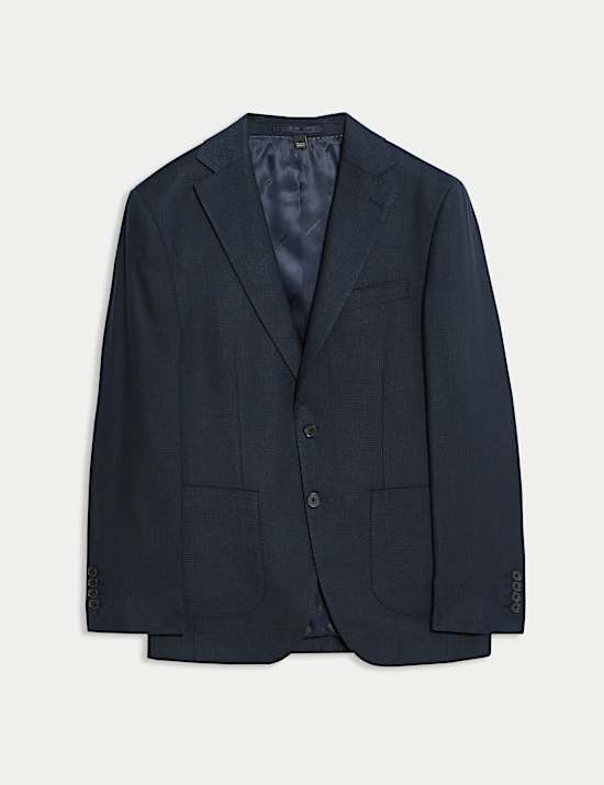 Linen Blend Check Blazer