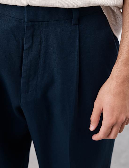 Regular Fit Lyocell Blend Single Pleat Trousers