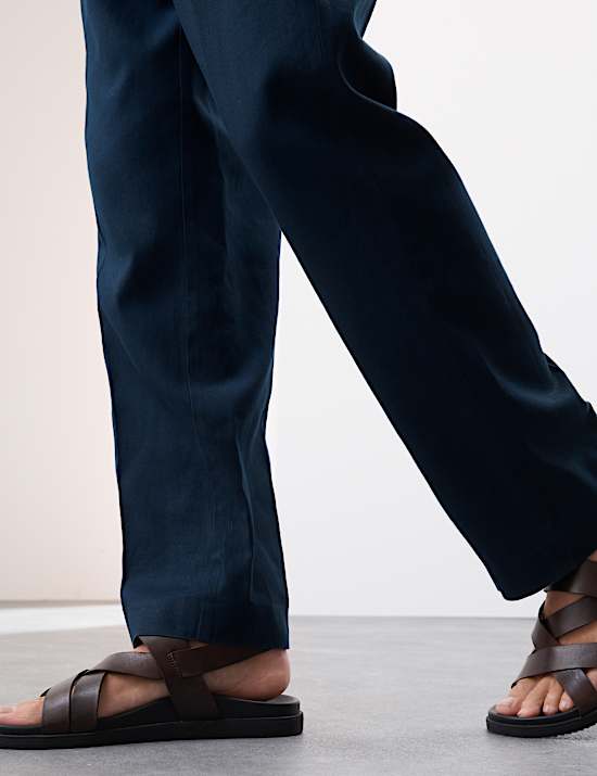 Regular Fit Lyocell Blend Single Pleat Trousers