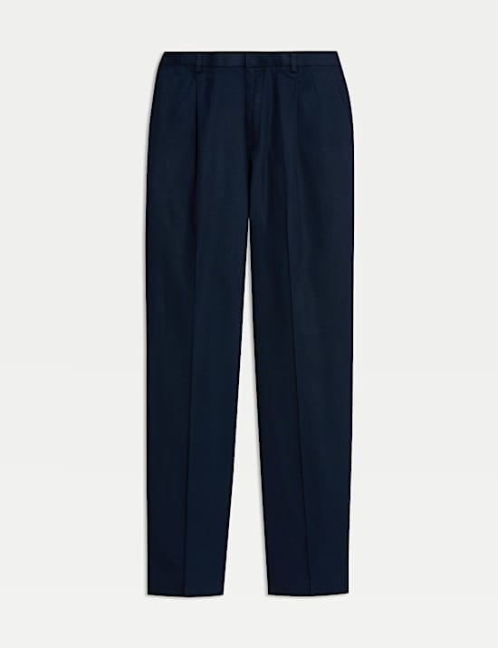 Regular Fit Lyocell Blend Single Pleat Trousers