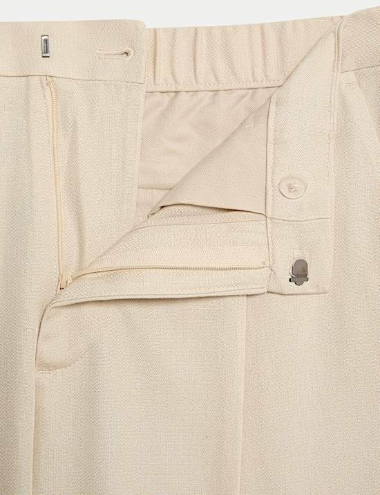 Regular Fit Lyocell Blend Single Pleat Trousers