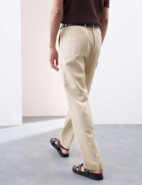 Regular Fit Lyocell Blend Single Pleat Trousers