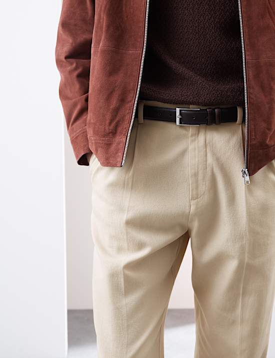 Regular Fit Lyocell Blend Single Pleat Trousers