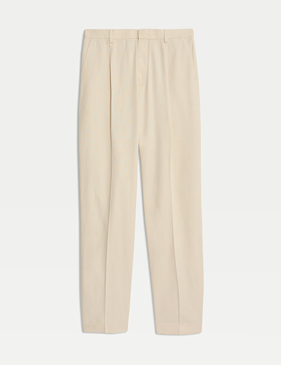 Regular Fit Lyocell Blend Single Pleat Trousers