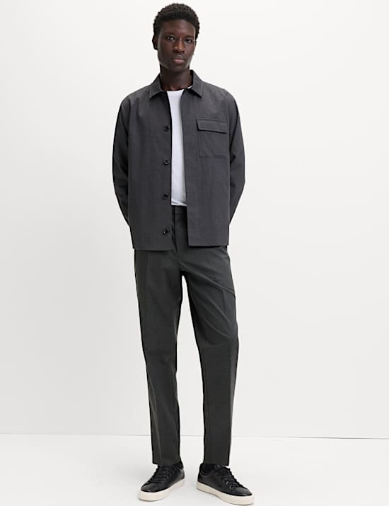 Cotton Blend Smart Elasticated Waist Trousers