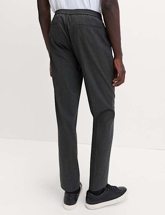 Cotton Blend Smart Elasticated Waist Trousers